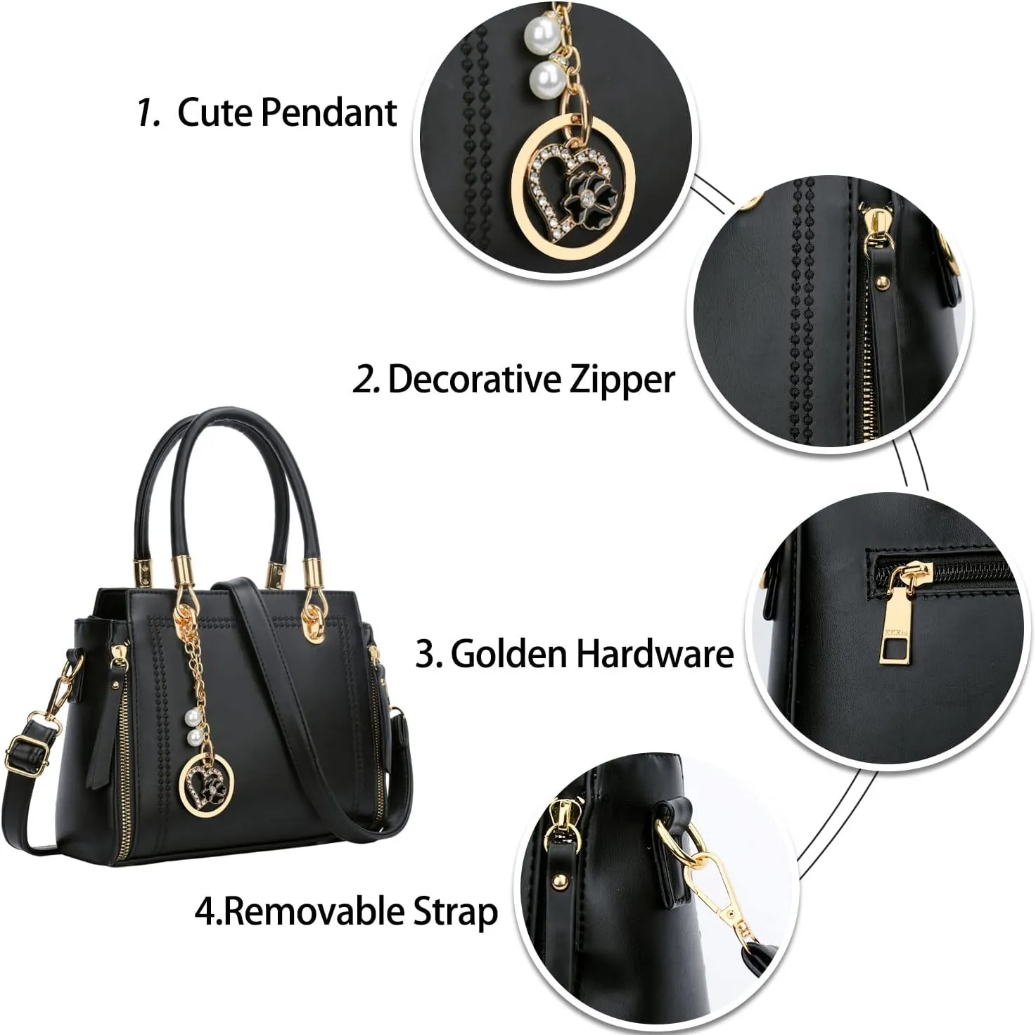 KKXIU Stylish Women Satchel Purses and Handbags Vegan Leather Top Handle Shoulder Crossbody Bag