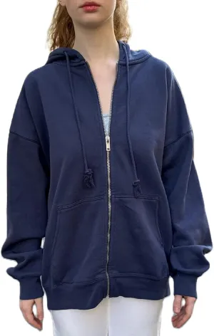 KMBANGI Women Y2k Oversized Zipper Hoodie with Pockets Loose Zip Up Sweatshirts Hooded Jacket Harajuku Trendy Streetwear