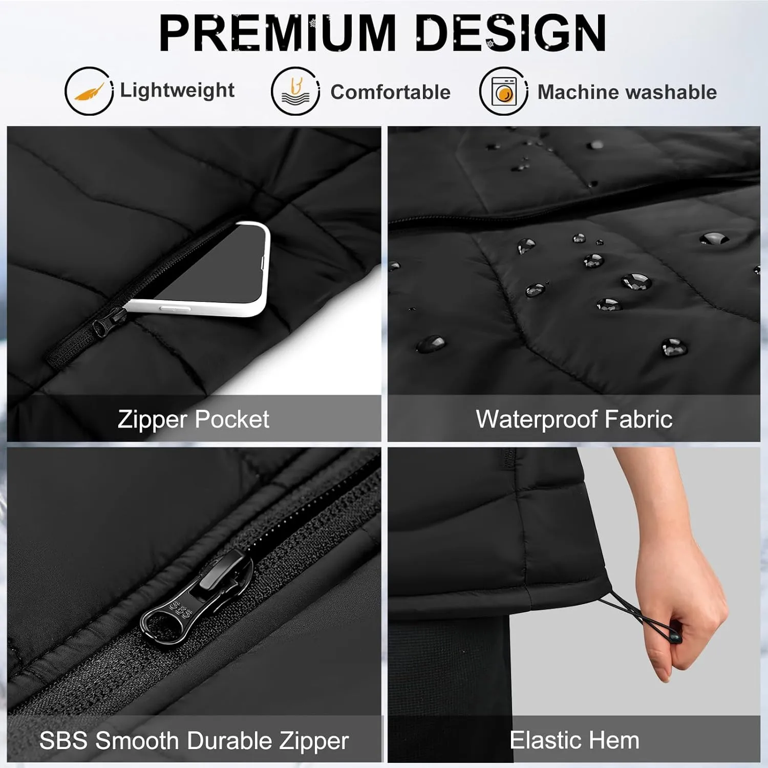 KOVNLO Womens Heated Vest, 5 in 1 Smart Controller, Lights-out Design, Electric Heated Jackets (Battery Pack Not Included)