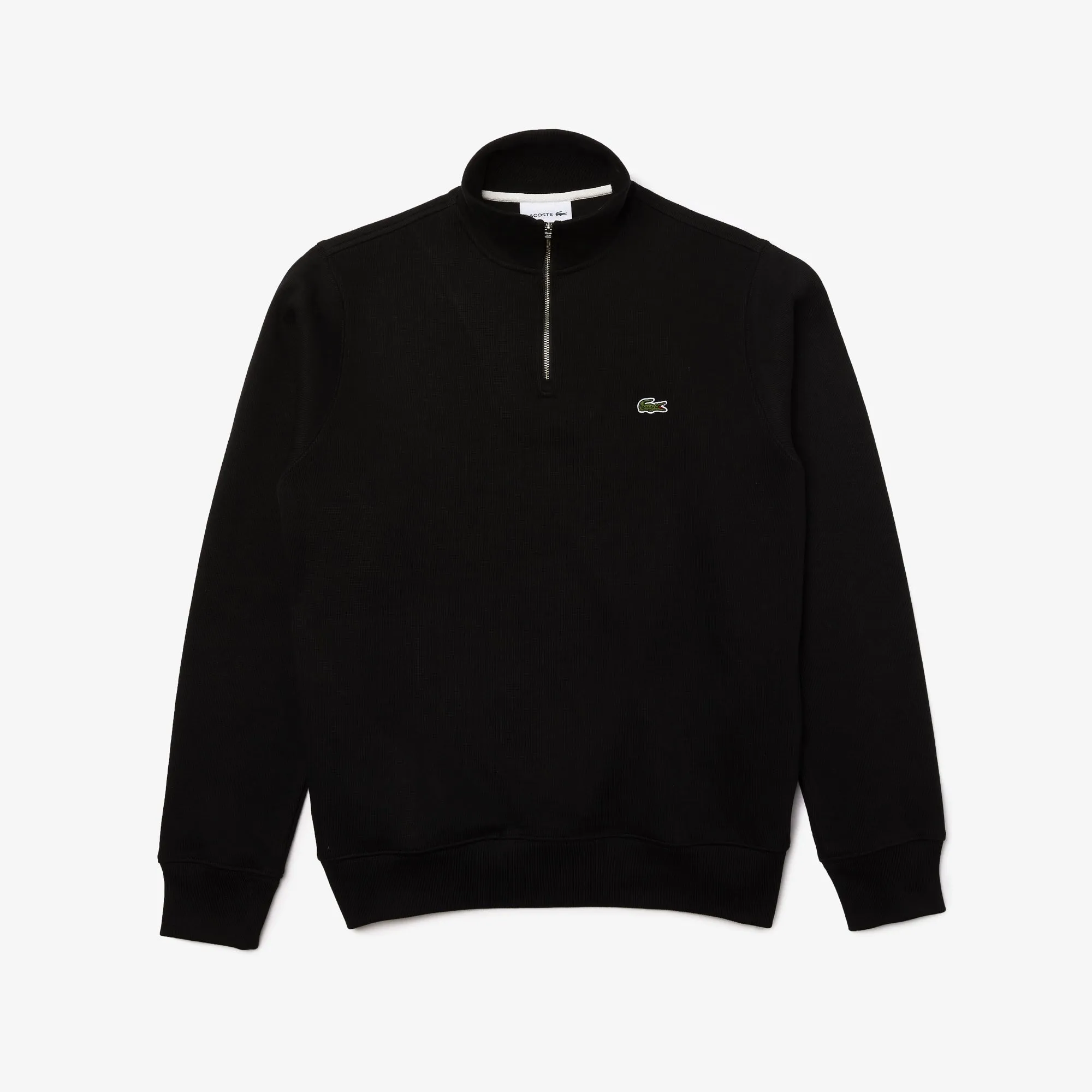 Lacoste Mens Zippered Stand-Up Collar Cotton Sweatshirt Black SH1927 031