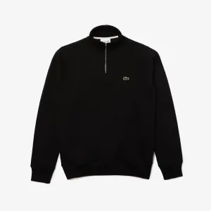 Lacoste Mens Zippered Stand-Up Collar Cotton Sweatshirt Black SH1927 031