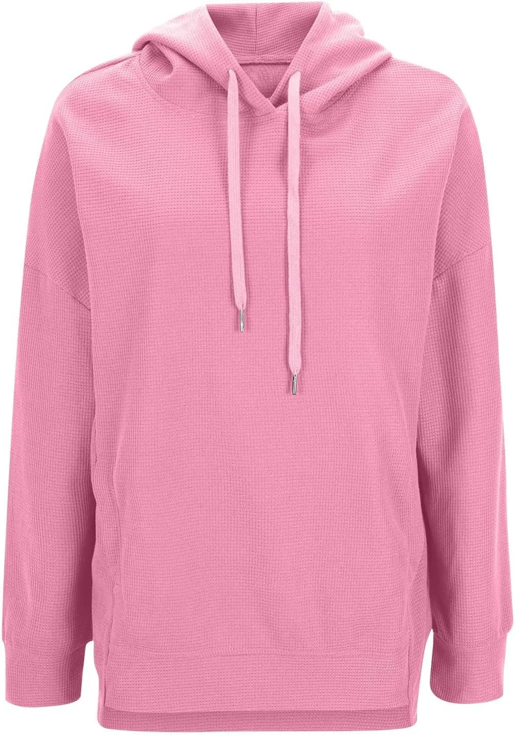 Ladies Oversized Hoodies Casual Long Sleeve Drawstring Waffle Pullover Tops Preppy Sweatshirt Fall Trendy Clothes