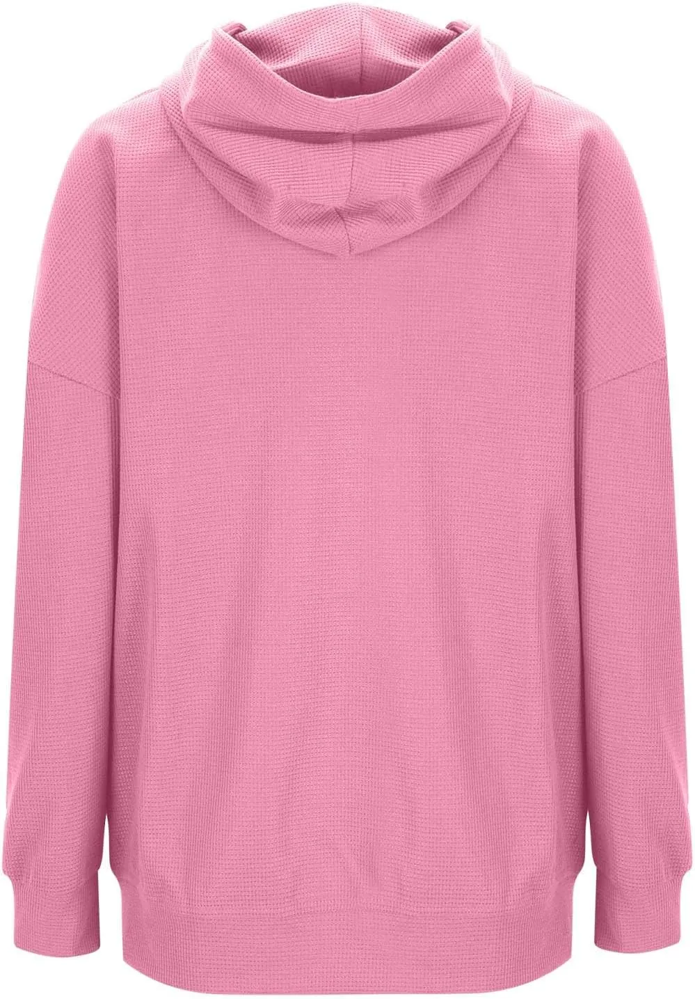 Ladies Oversized Hoodies Casual Long Sleeve Drawstring Waffle Pullover Tops Preppy Sweatshirt Fall Trendy Clothes