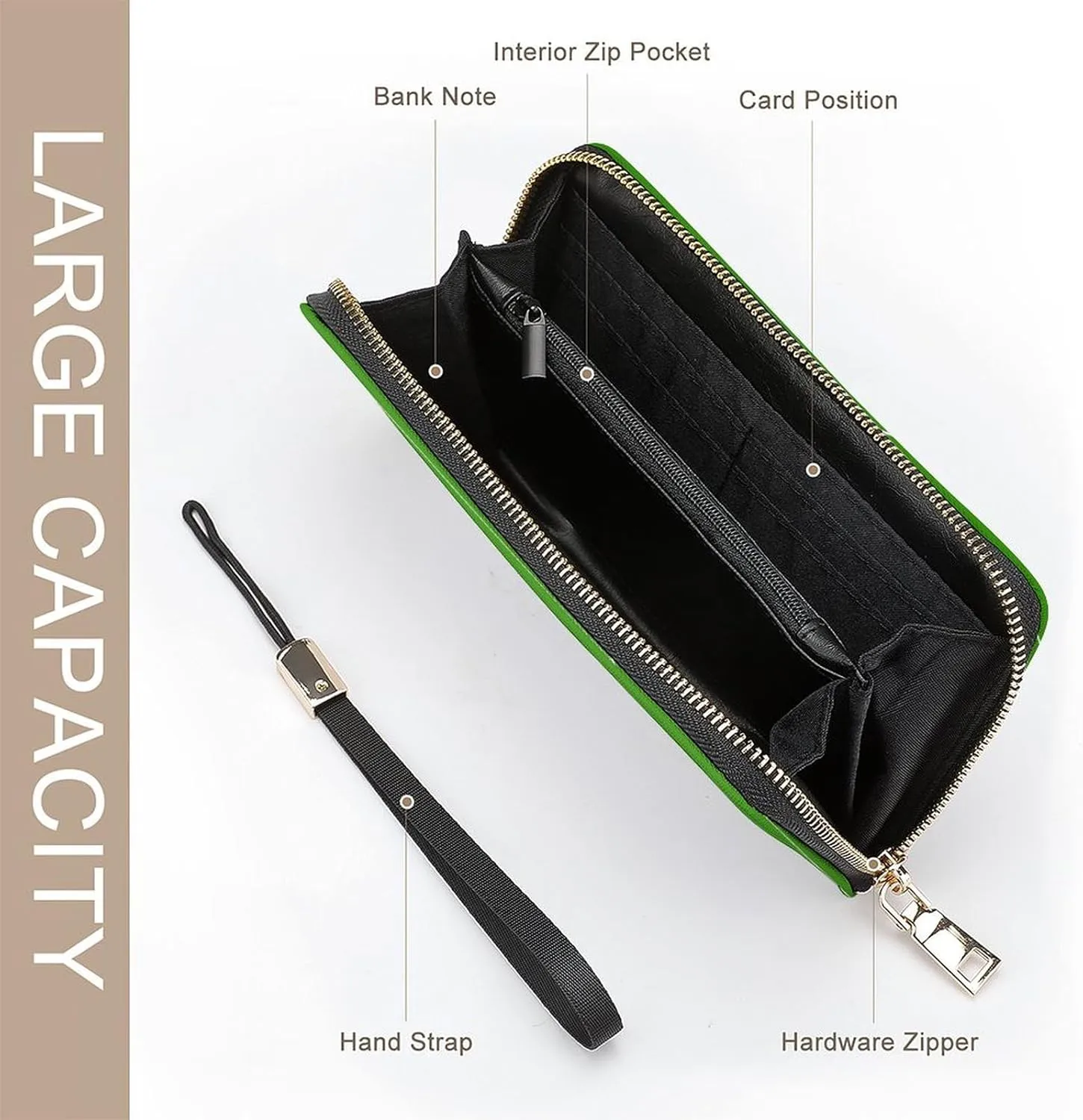 Ladonia Flag Long Purse with Removable Wristlet Stylish PU Leather Zipper Wallet for Women Men