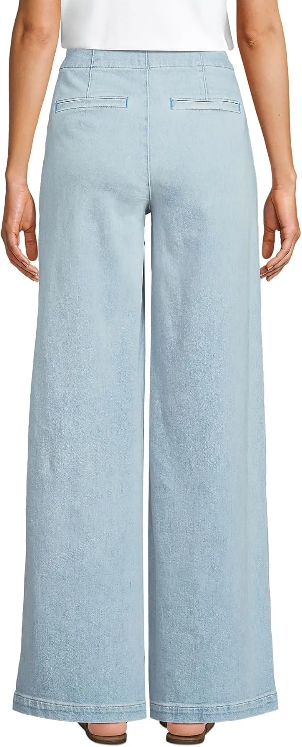 Lands' End Women's Soft Denim High Rise Mariner Panel Extra Wide Leg Pants