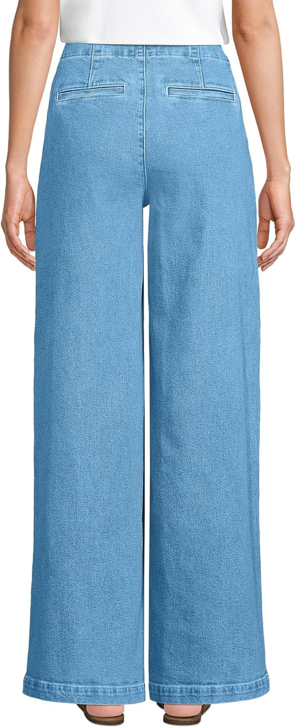 Lands' End Women's Soft Denim High Rise Mariner Panel Extra Wide Leg Pants