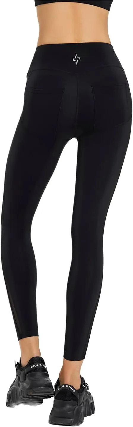 Leggings for Women with Crossover High Waist,Tummy Control Workout Soft Yoga Pants with Pockets