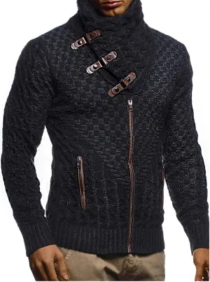 Leif Nelson Men's Knitted Jacket Turtleneck Cardigan Winter Pullover Hoodies Casual Sweaters Jumper LN5340