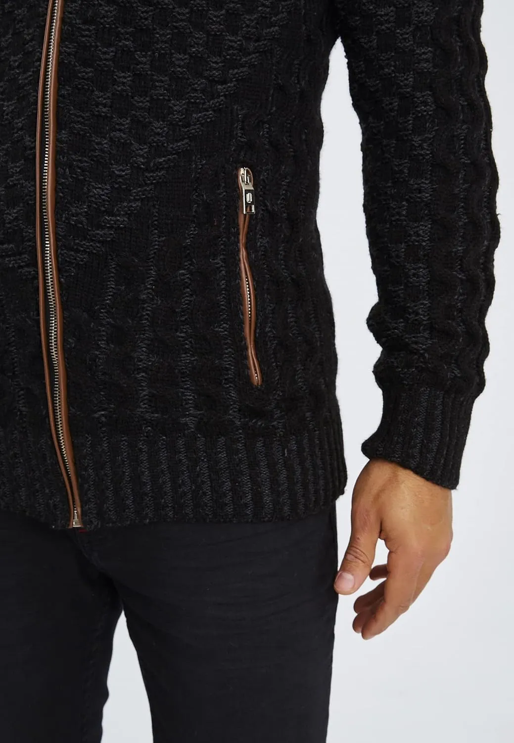 Leif Nelson Men's Knitted Jacket Turtleneck Cardigan Winter Pullover Hoodies Casual Sweaters Jumper LN5340