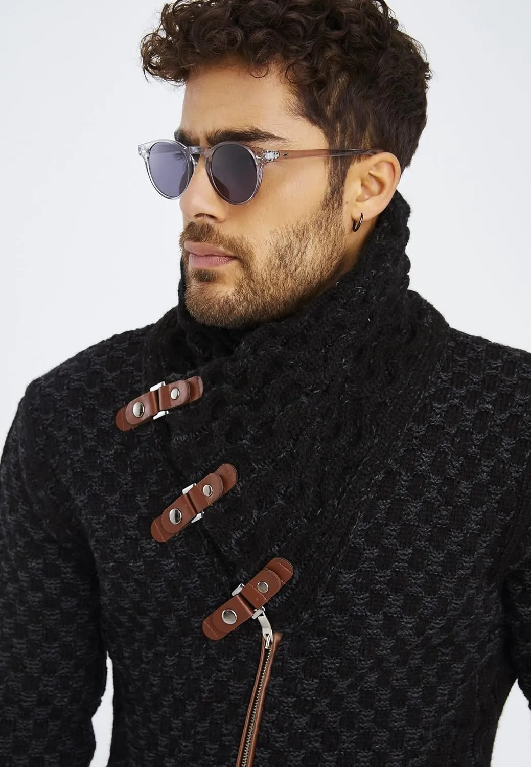 Leif Nelson Men's Knitted Jacket Turtleneck Cardigan Winter Pullover Hoodies Casual Sweaters Jumper LN5340