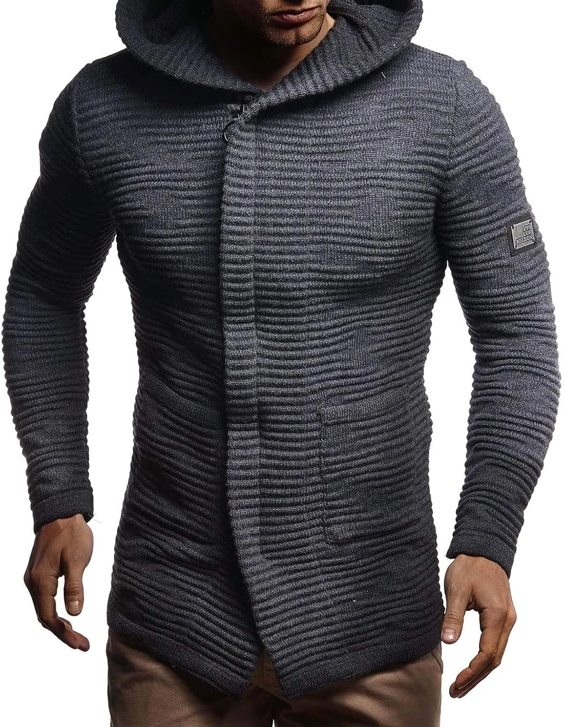 Leif Nelson Men's Sweatshirt Cardigan Slim Fit | Men Sweat Jacket with a Hood | Modern Hoody Pullover Hoodie | LN5715