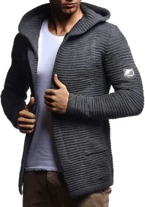 Leif Nelson Men's Sweatshirt Cardigan Slim Fit | Men Sweat Jacket with a Hood | Modern Hoody Pullover Hoodie | LN5715