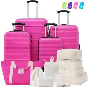 Lightweight 4-Piece Hardshell Luggage Set for Stress-Free Travel, Stylish Design with Expandable Options, Pink
