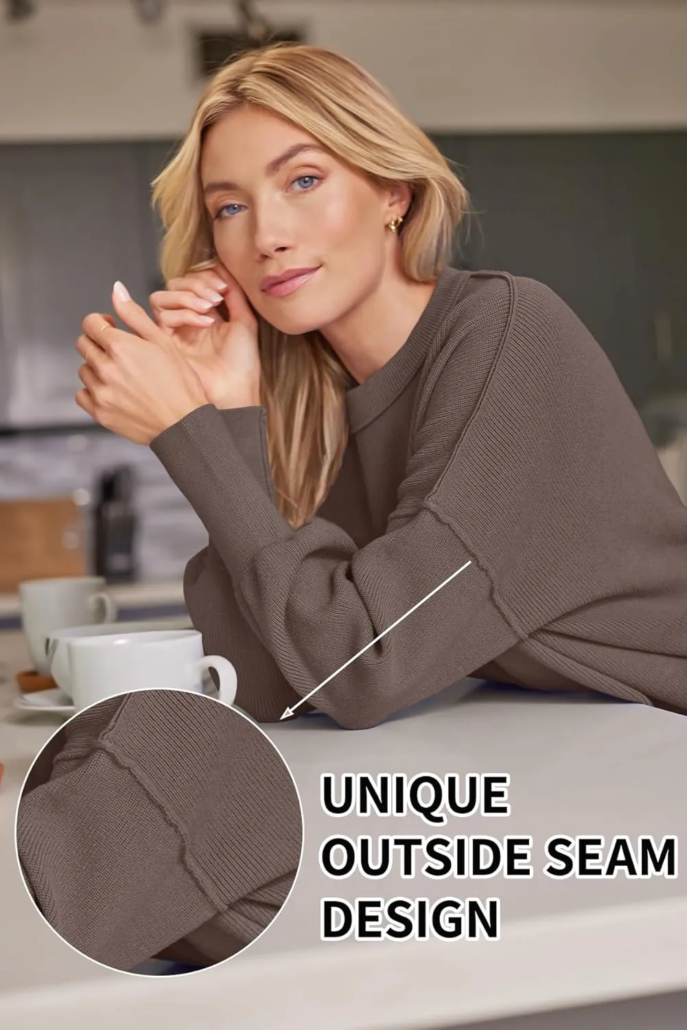 LILLUSORY Women's Oversized Batwing Sweaters 2025 Fall Outfits Trendy Crewneck Knit Side Slit Fashion Pullover Tops