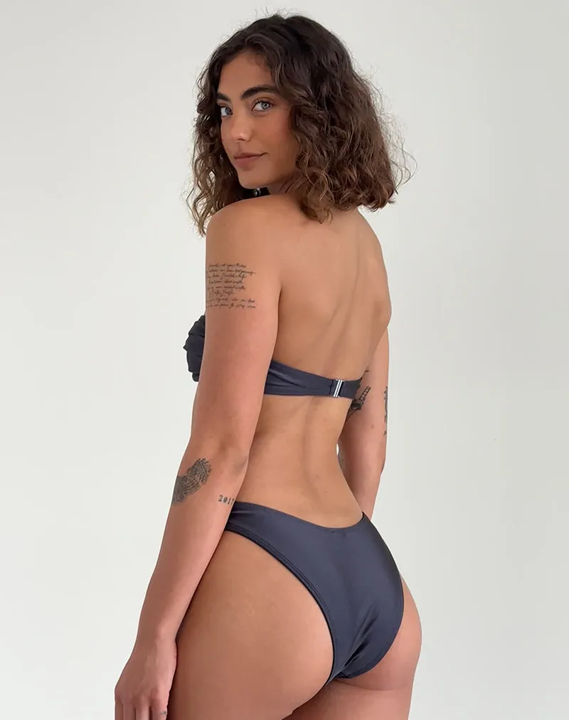 Linda Twist Bikini Top in Dark Grey