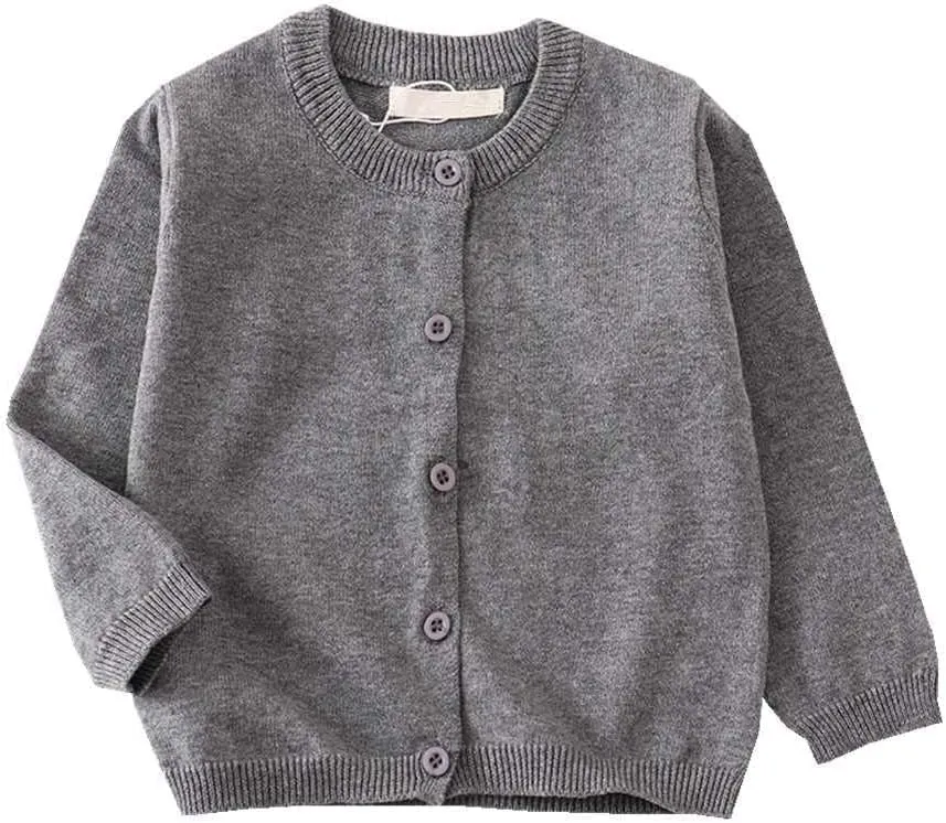 LNICEAR Toddler Boys Girls Crewneck Cardigan Sweaters Long Sleeve Kids Button Cotton School Uniform Knit Tops Outwear