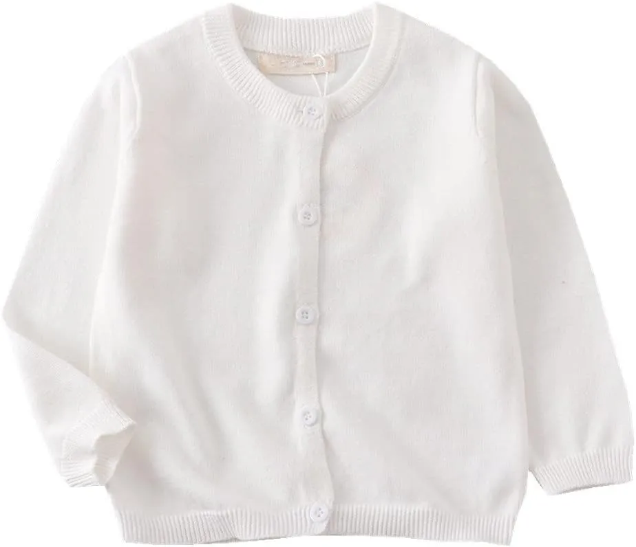 LNICEAR Toddler Boys Girls Crewneck Cardigan Sweaters Long Sleeve Kids Button Cotton School Uniform Knit Tops Outwear