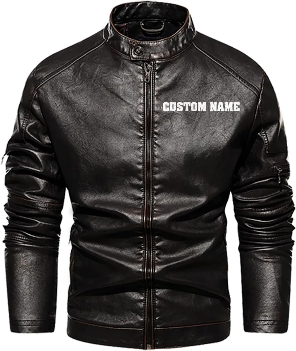 Lone Wolf, Vintage Wolf Biker Motorcycle Jacket, Personalized Men PU Leather Vest Coat Jackets