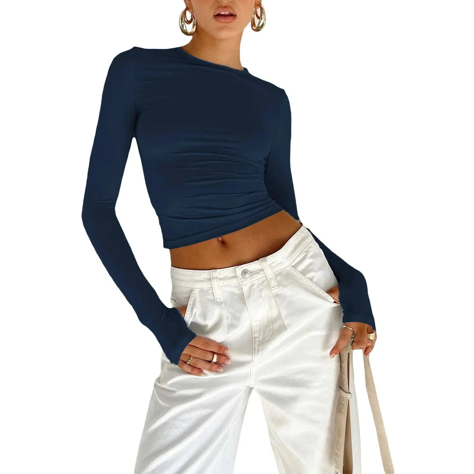 Long Sleeve Crop Top with Thumb Holes
