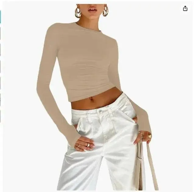 Long Sleeve Crop Top with Thumb Holes