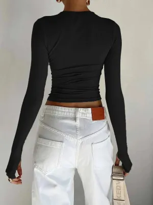 Long Sleeve Crop Top with Thumb Holes