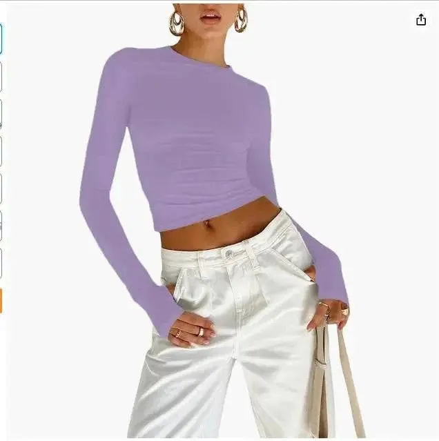 Long Sleeve Crop Top with Thumb Holes