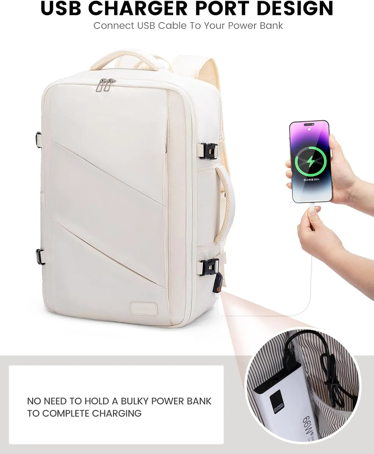 LOVEVOOK Travel Backpack for Women, 40L Carry On Backpack Flight Approved, Waterproof 17 Inch Laptop Backpack with 3 Cubes, College Bookbag, Personal Item Travel Bag, Beige