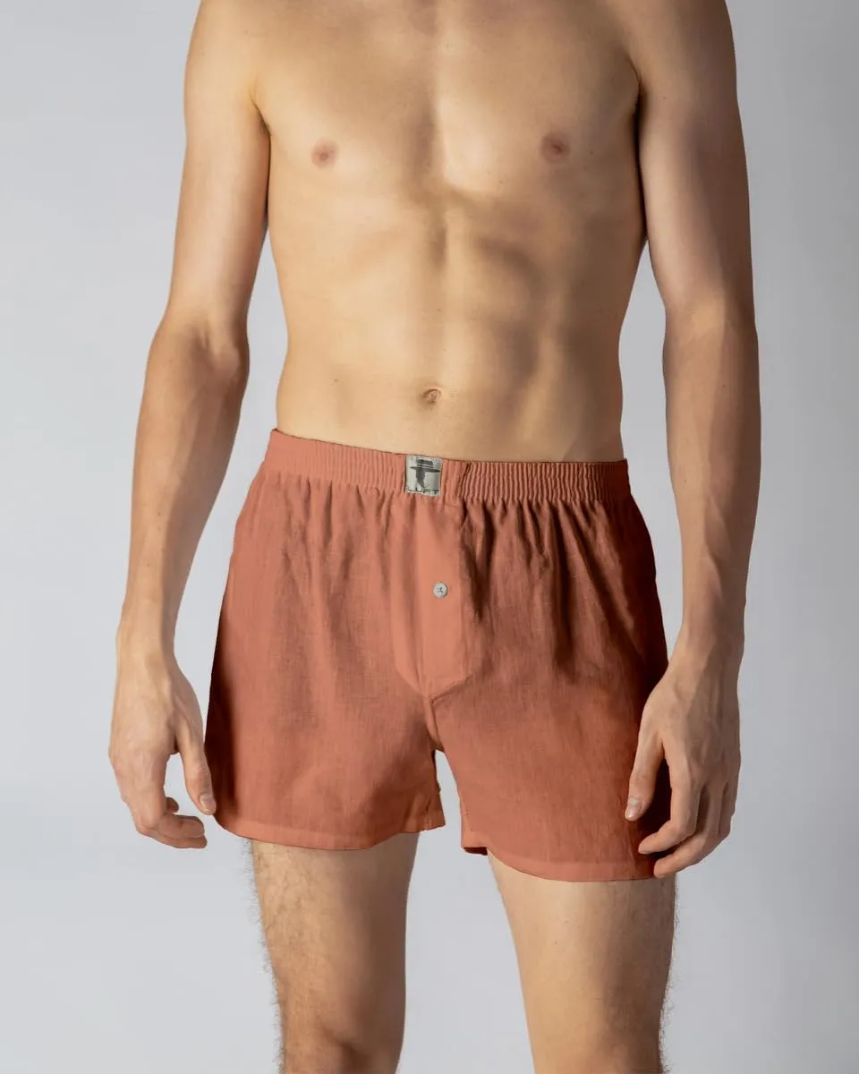 LUFT Mens Fine Linen Soft Stretch Elastic Waistband Underwear Boxer Shorts