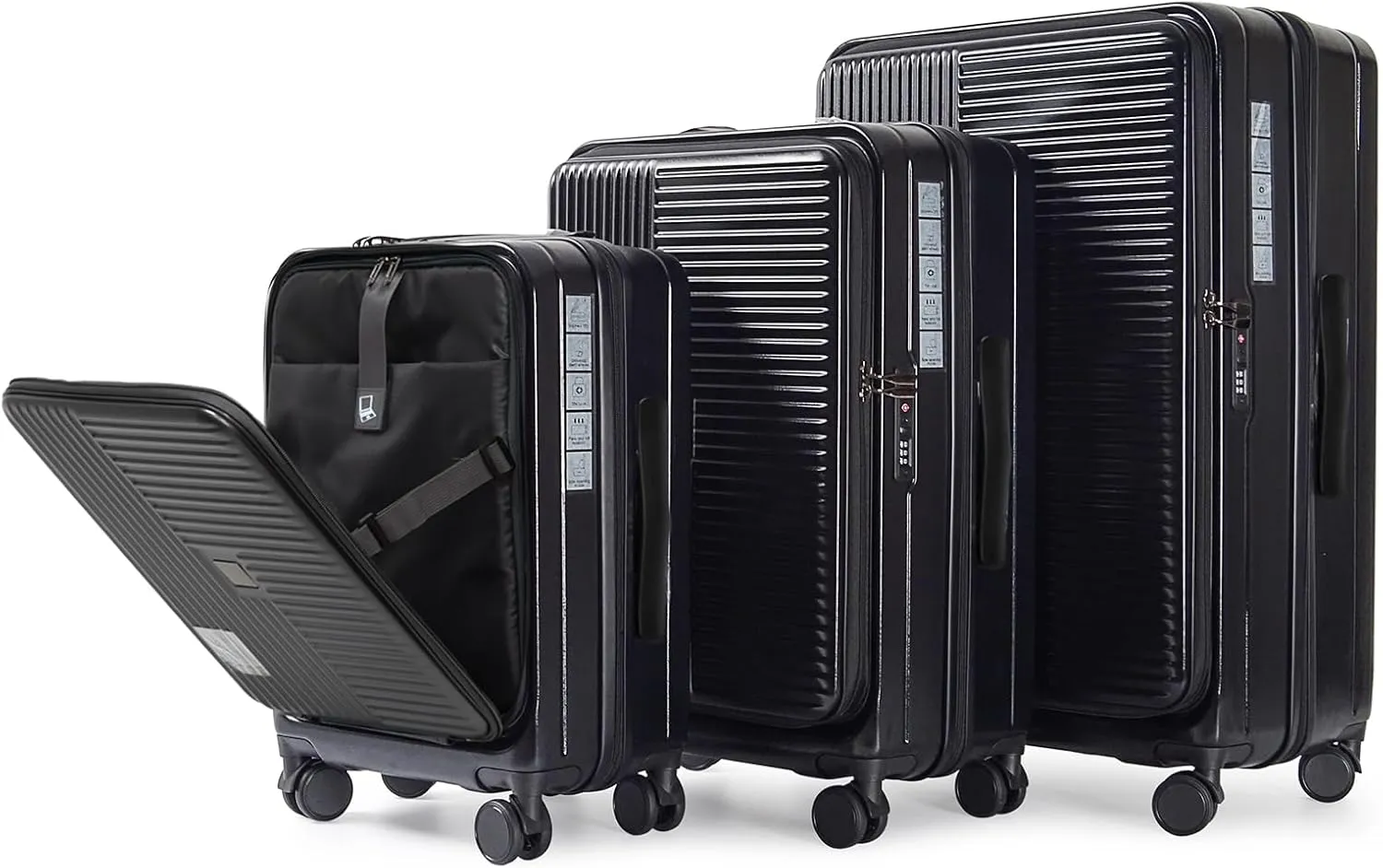 Luggage with Front Opening,Tsa Approved Lock,Hardshell Suitcase,Durable,Stylish and Ergonomic Handle,Black