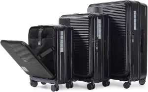 Luggage with Front Opening,Tsa Approved Lock,Hardshell Suitcase,Durable,Stylish and Ergonomic Handle,Black