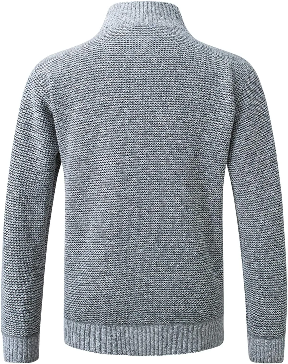 Lu's Chic Men's Long Sleeve Cardigan Sweater Thermal Slim Fit Full Zip Quilted Jacket Business Casual Knit Coats Pocket