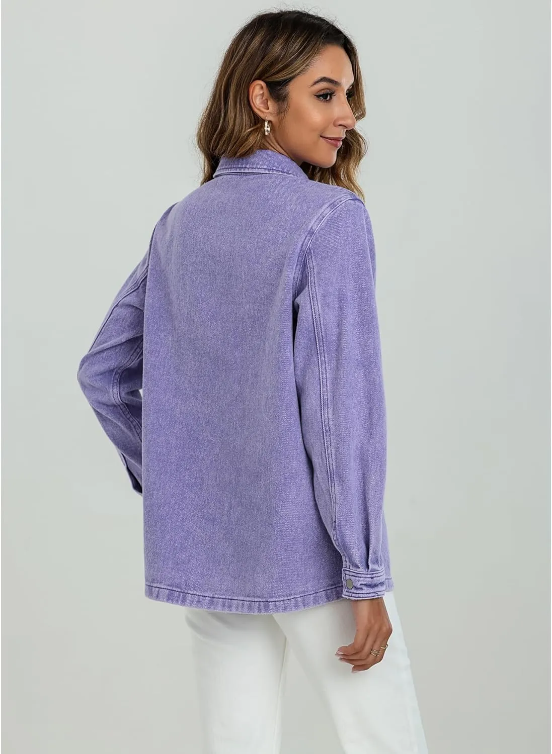 luvamia 2025 Spring Jean Jackets for Women Fashion Oversized Button Down Denim Jacket Western Shacket Jacket with Pockets