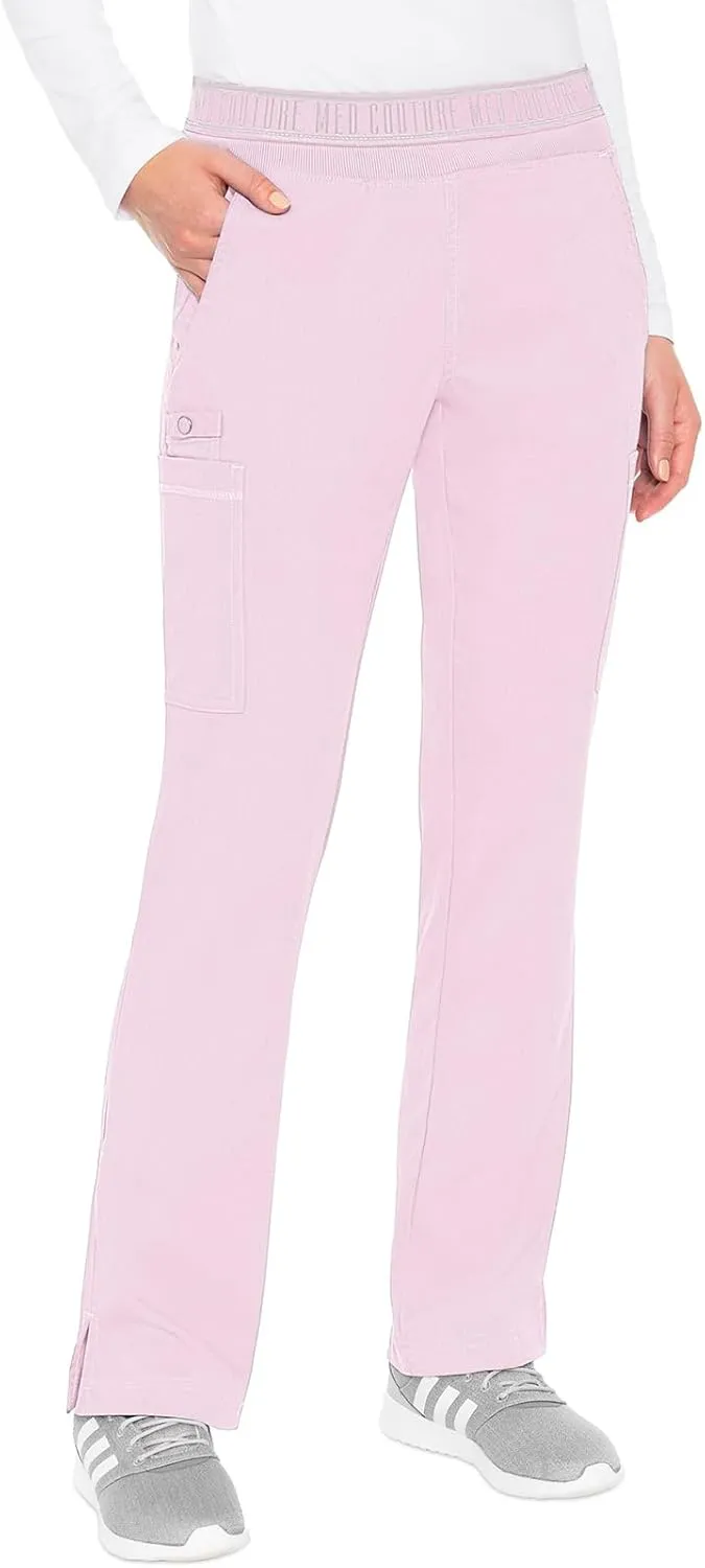 Med Couture Women's Yoga Pull-On Pant with 7 Pockets Ultra-Soft Rib-Knit Waistband and 2-Way Stretch Technology - MC7739