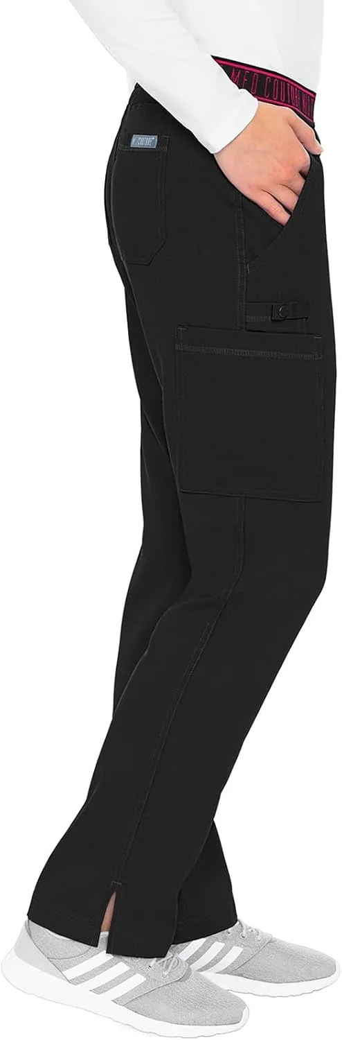 Med Couture Women's Yoga Pull-On Pant with 7 Pockets Ultra-Soft Rib-Knit Waistband and 2-Way Stretch Technology - MC7739