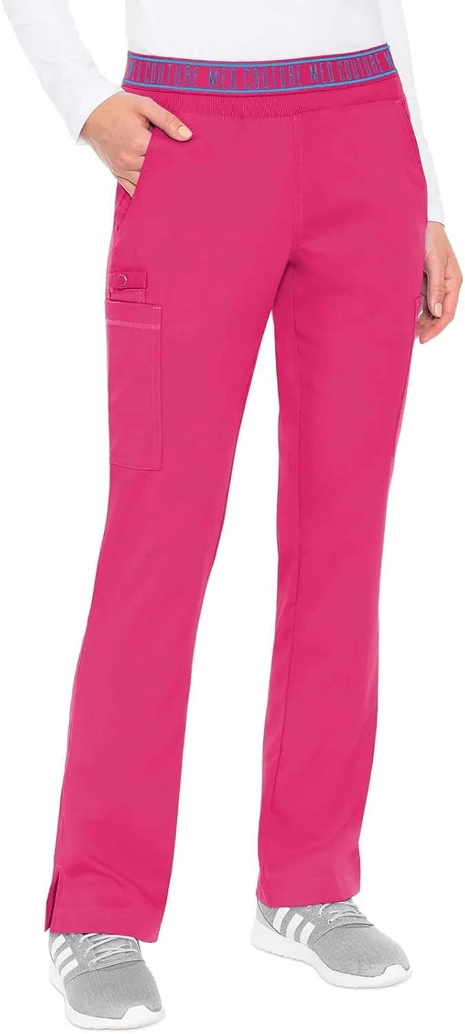 Med Couture Women's Yoga Pull-On Pant with 7 Pockets Ultra-Soft Rib-Knit Waistband and 2-Way Stretch Technology - MC7739