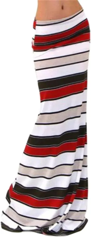 Melliflo Maxi Skirts for Women Stylish Multicolored Print High Waist Flare Long Maxi Skirt