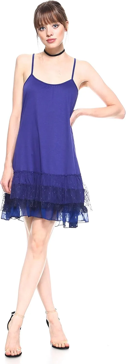MELODY Knit Full Slip Short Camisole Dresses with 3 Combo Ruffle Layers
