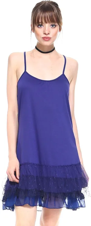 MELODY Knit Full Slip Short Camisole Dresses with 3 Combo Ruffle Layers