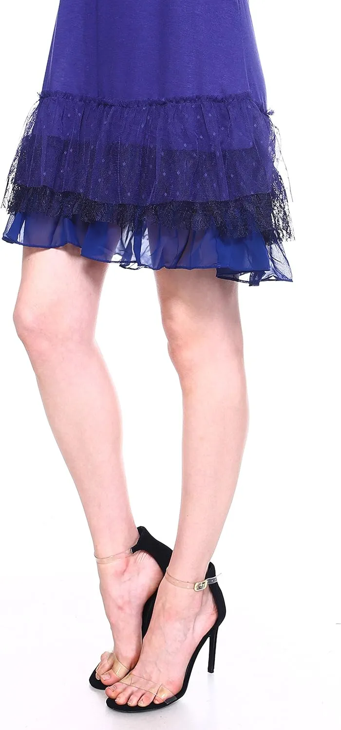 MELODY Knit Full Slip Short Camisole Dresses with 3 Combo Ruffle Layers