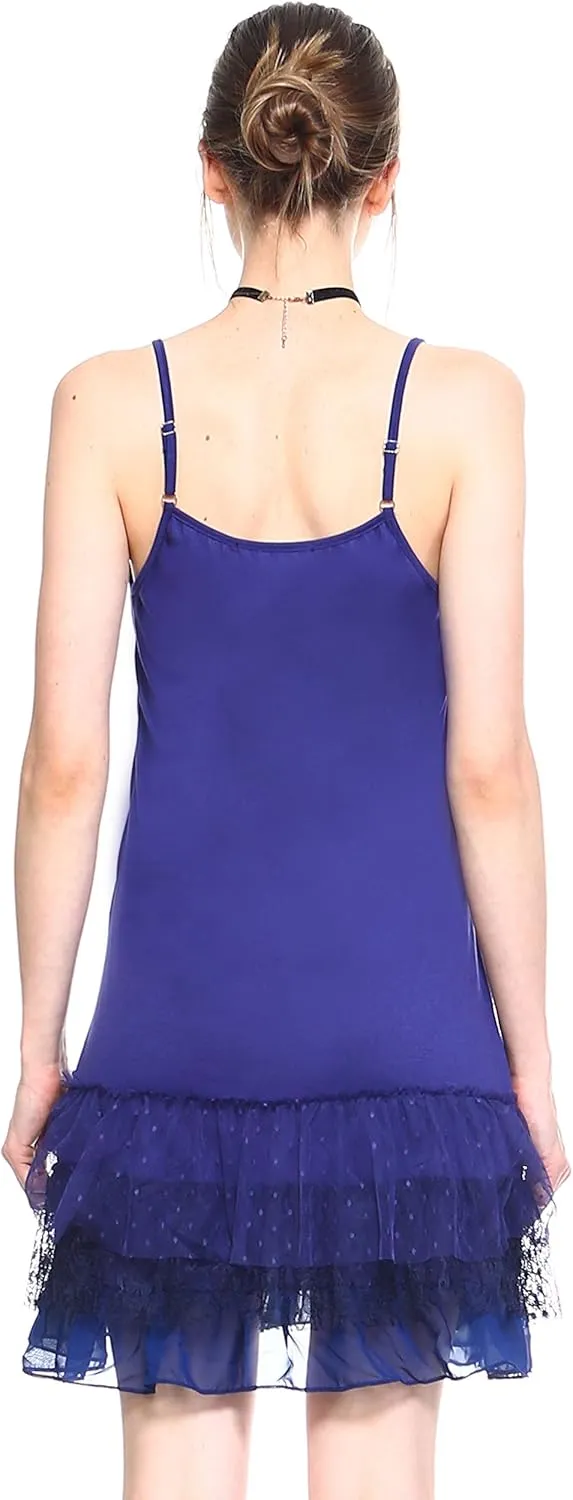 MELODY Knit Full Slip Short Camisole Dresses with 3 Combo Ruffle Layers