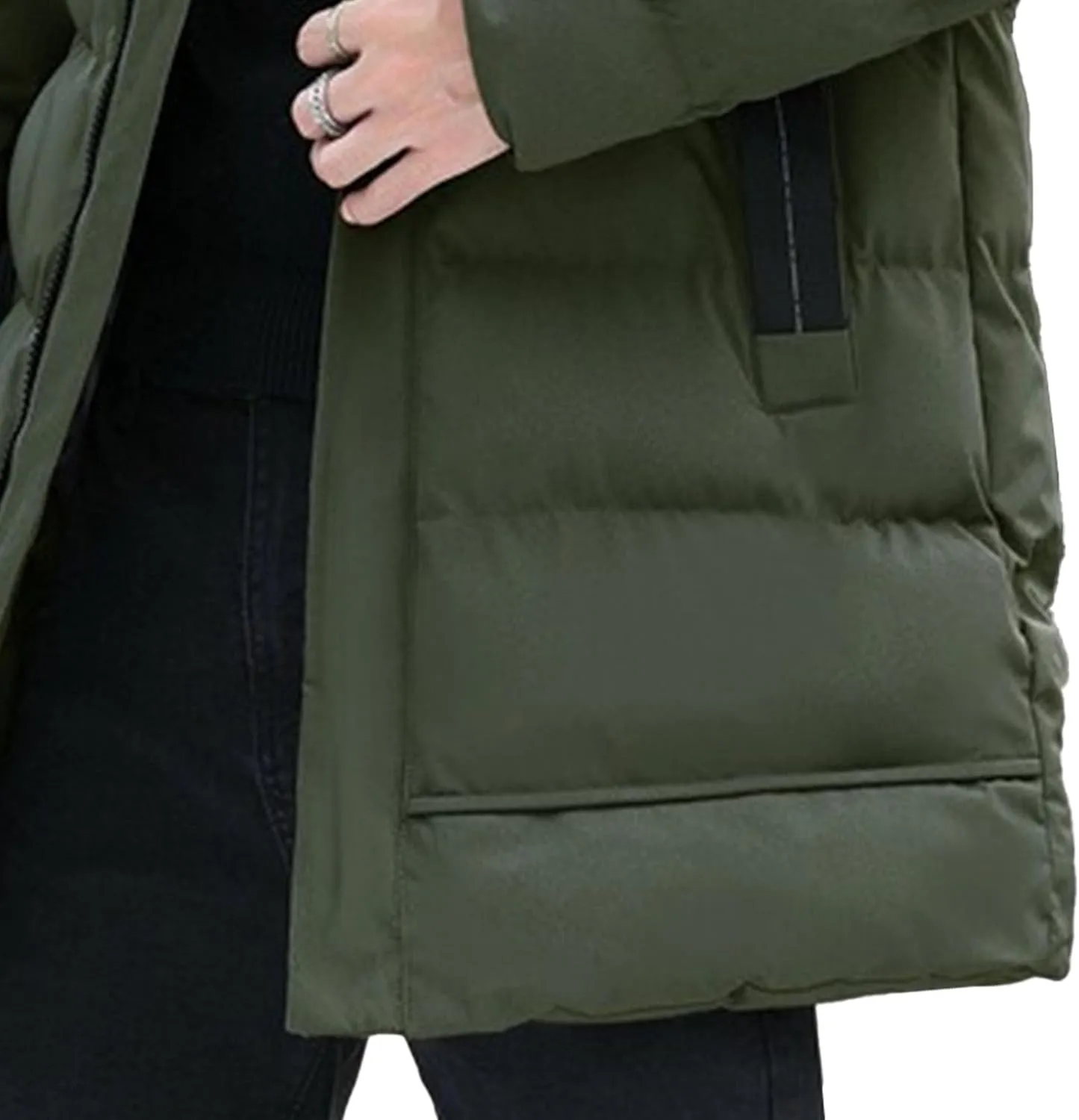 Men Mid Long Hooded Outdoor Down Coat Tour Climbs Warm Cotton-Padded Jacket High Latitudes Trendy Zipper Outerwear