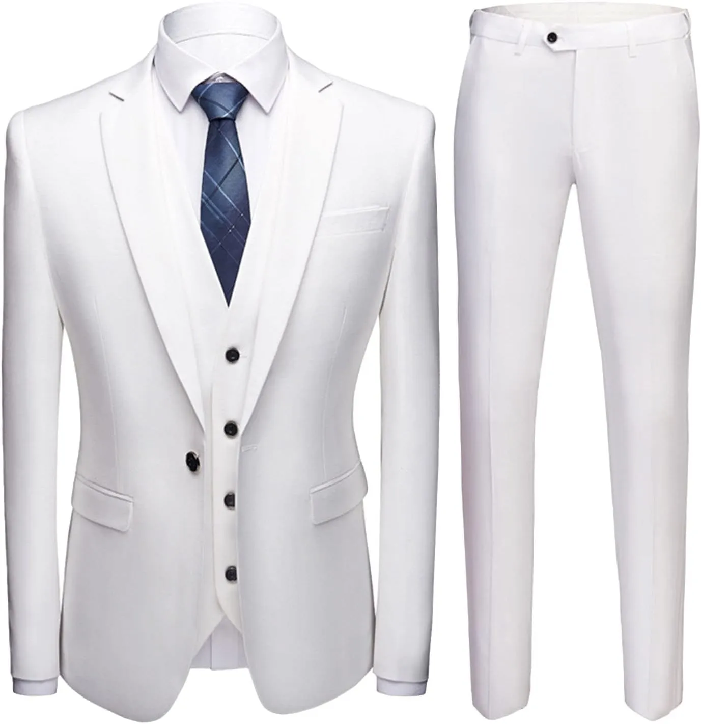 Men One Button Solid Jacket Vest Pants Set Business Wedding 3 Piece Suit Solid Slim Fit Party Suit Sets