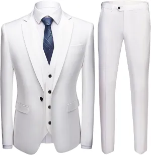 Men One Button Solid Jacket Vest Pants Set Business Wedding 3 Piece Suit Solid Slim Fit Party Suit Sets