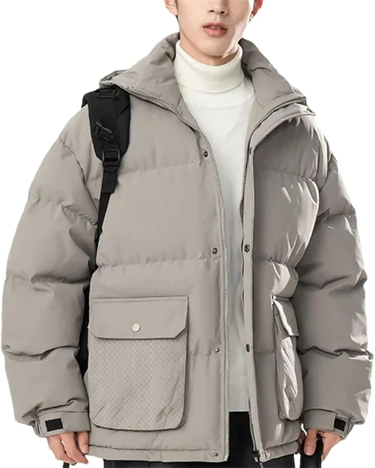 Men Parkas Puffer Jackets Padded Cotton Coat Hooded Trendy Puffer Jacket Warm Cotton Jacket