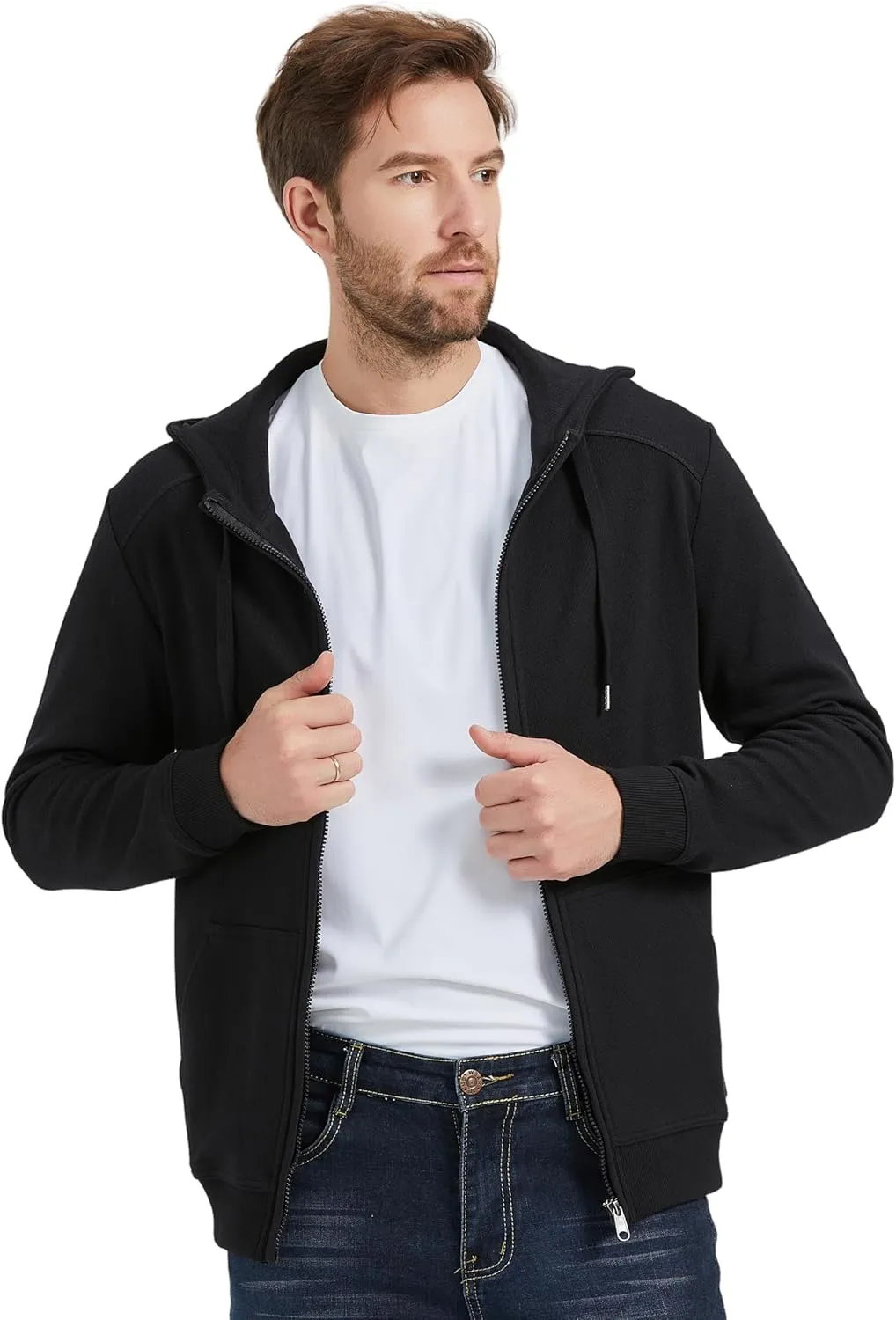 Men's Fashion Sweatshirt Cotton Comfy Hooded Sweatshirt With Pocket Soft Hoodie Sweatshirts For Men Full Zip