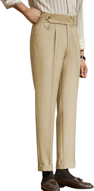 Men's Slim Fit Dress Pants Regular Fit Flat Front Suit Pants Stylish Long Trousers