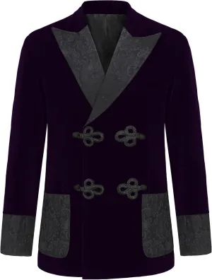Men's Smoking Jacket Jacquard Peaked Lapel Double Breasted Stylish Blazers Coat Evening Party Wear
