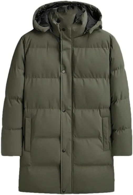 Men's Warm Hooded Cotton-Padded Jackets Outwear Down Coat Solid Mid-Length Thicken Parkas