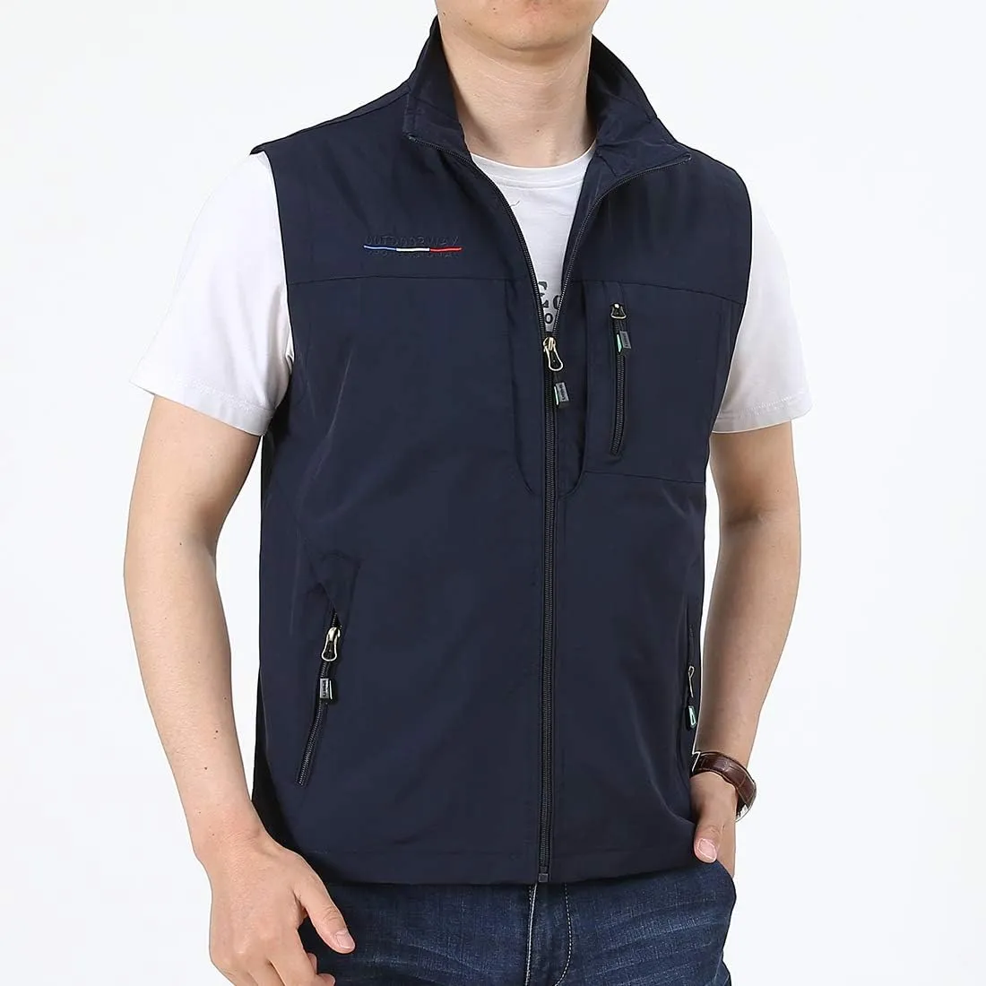 Mens Work Vest Summer Travel Photo Vest Cargo Sleeveless Jackets with Pockets