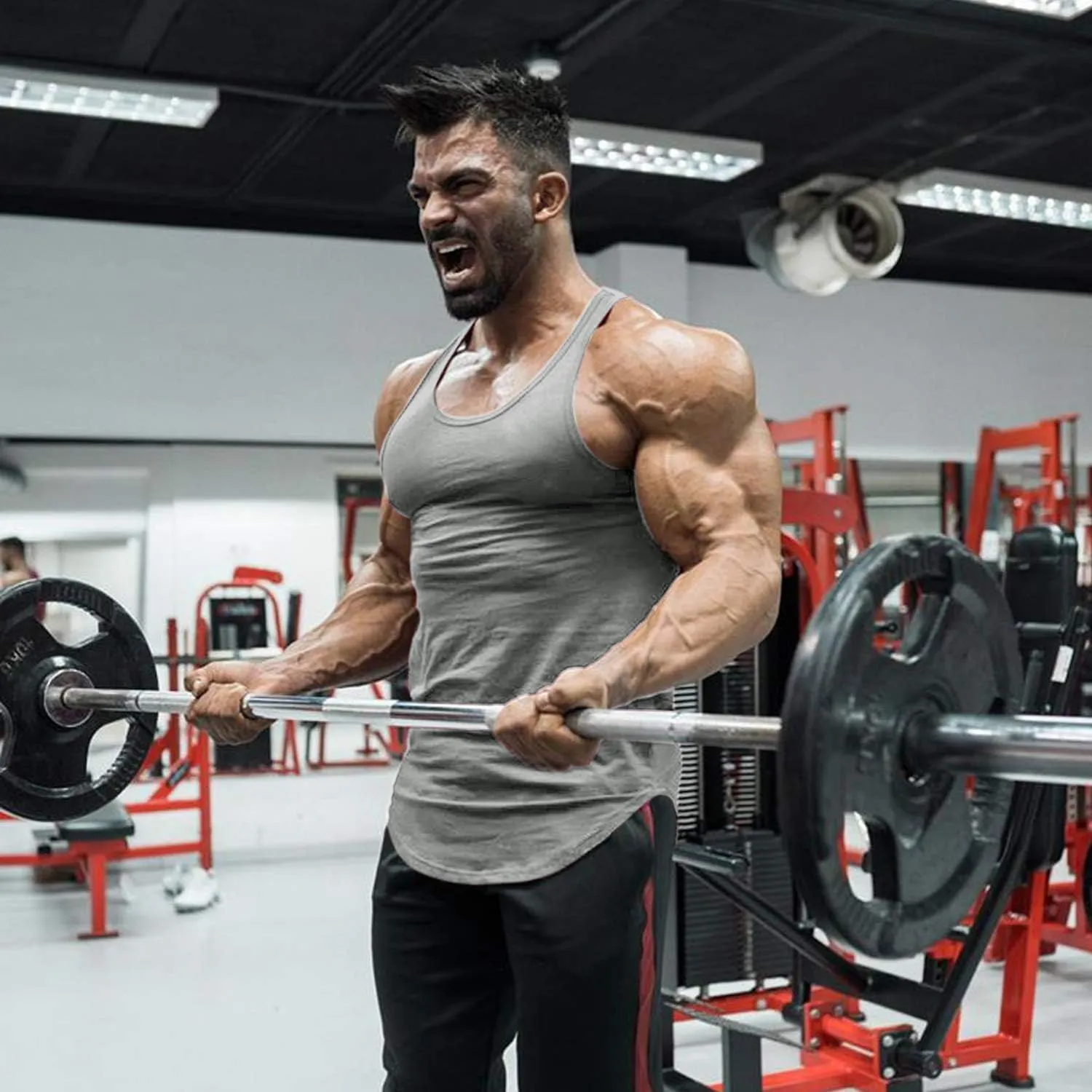 Mens Workout Stringer Tank Tops Fitness Performance Muscle Sleeveless Shirts Gym Training Bodybuilding Vest